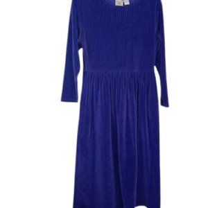 Vintage Innovation Sport Womens Midi Dress Purple Velour Ribbed Pockets S